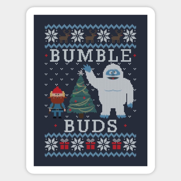 Bumble Buds Ugly Christmas Sweater Sticker TeePublic
